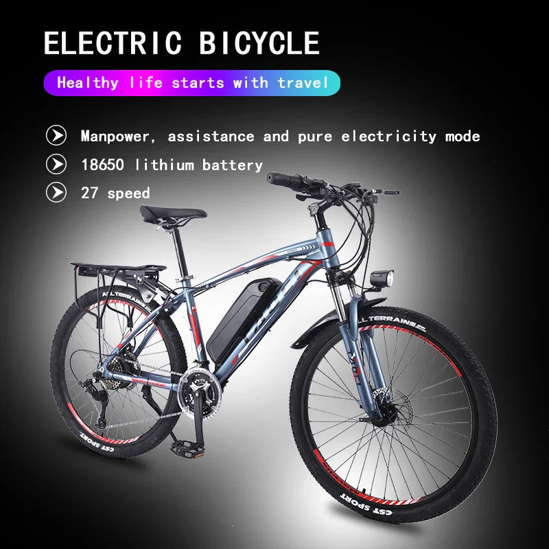 KTX-469075 26-Inch 21-Speed Electric Mountain Bicycle with 36V 350W Lithium Battery and Disc Brakes