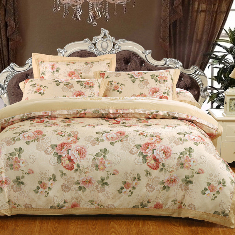 KTX-469075 Delicate Cotton Jacquard Bedding Set - 4 Pieces, Smooth & Breathable Design
