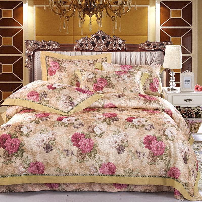 KTX-469075 Delicate Cotton Jacquard Bedding Set - 4 Pieces, Smooth & Breathable Design
