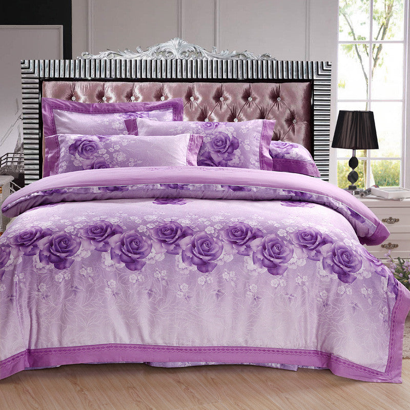KTX-469075 Delicate Cotton Jacquard Bedding Set - 4 Pieces, Smooth & Breathable Design
