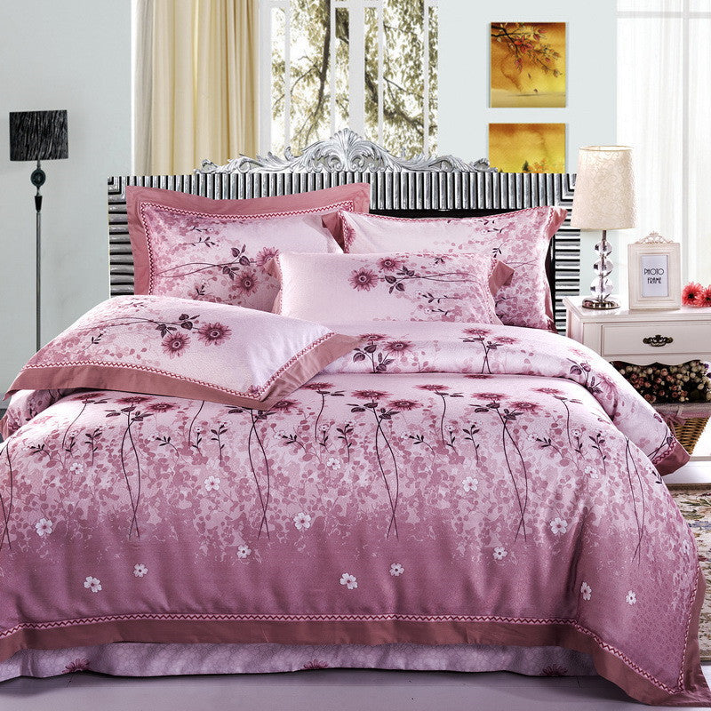 KTX-469075 Delicate Cotton Jacquard Bedding Set - 4 Pieces, Smooth & Breathable Design