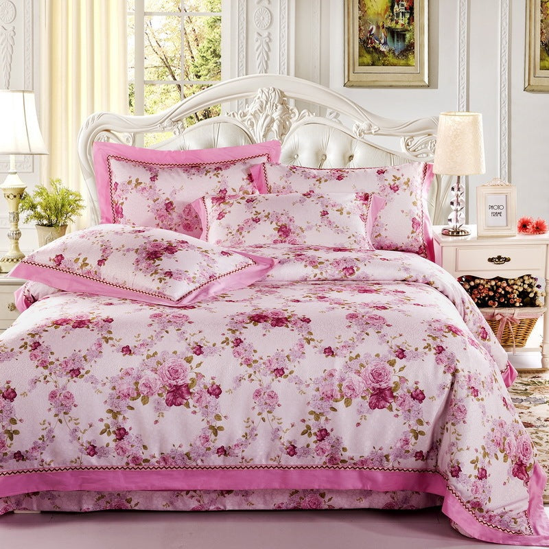 KTX-469075 Delicate Cotton Jacquard Bedding Set - 4 Pieces, Smooth & Breathable Design