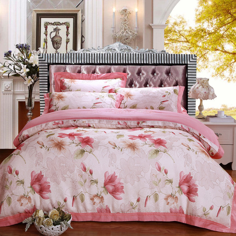 KTX-469075 Delicate Cotton Jacquard Bedding Set - 4 Pieces, Smooth & Breathable Design