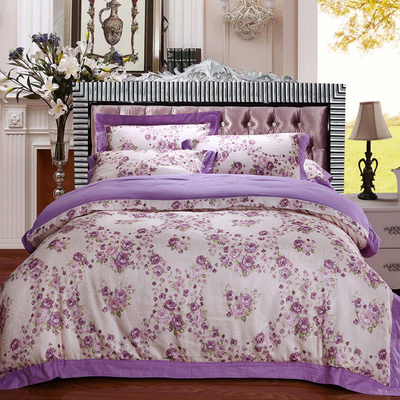 KTX-469075 Delicate Cotton Jacquard Bedding Set - 4 Pieces, Smooth & Breathable Design
