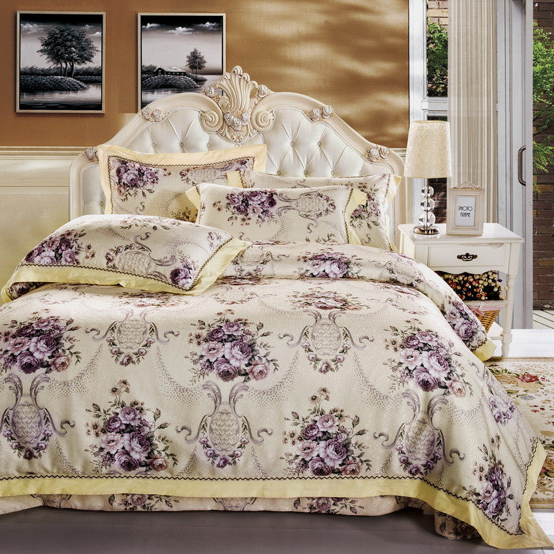 KTX-469075 Delicate Cotton Jacquard Bedding Set - 4 Pieces, Smooth & Breathable Design