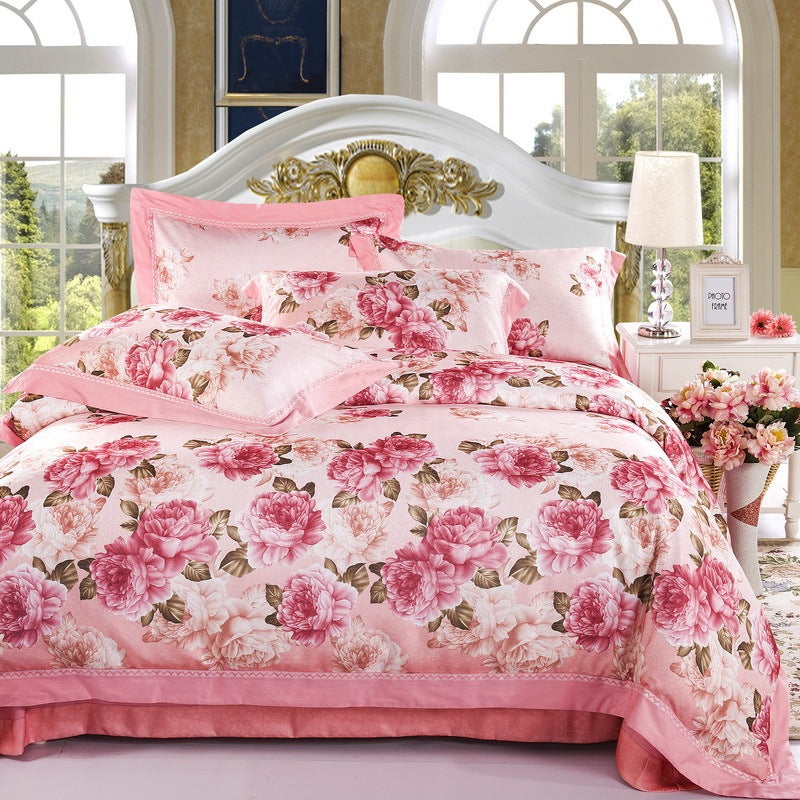 KTX-469075 Delicate Cotton Jacquard Bedding Set - 4 Pieces, Smooth & Breathable Design
