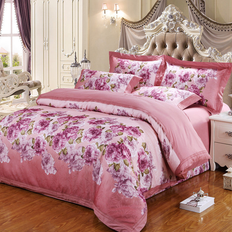 KTX-469075 Delicate Cotton Jacquard Bedding Set - 4 Pieces, Smooth & Breathable Design