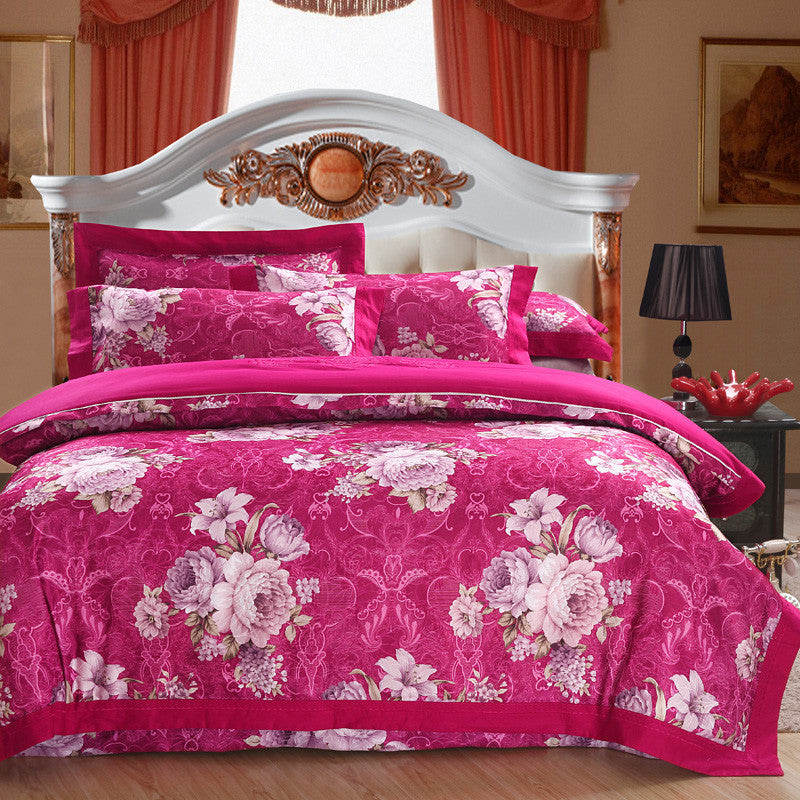KTX-469075 Delicate Cotton Jacquard Bedding Set - 4 Pieces, Smooth & Breathable Design
