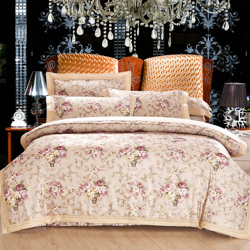 KTX-469075 Delicate Cotton Jacquard Bedding Set - 4 Pieces, Smooth & Breathable Design