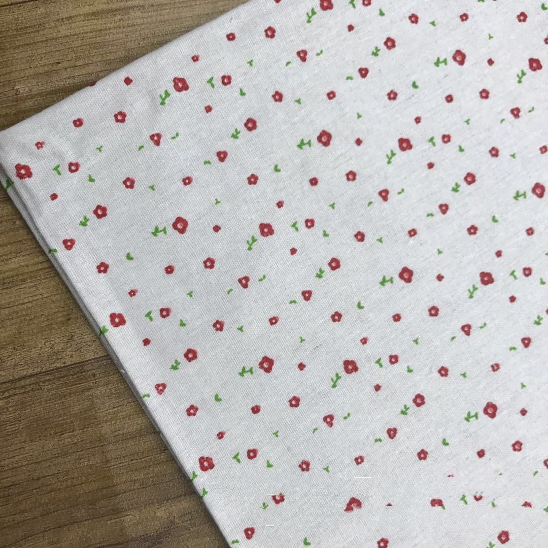 KTX-469587 Digital Printed Linen Cotton Fabric - Two-Tone Floral Design, 55% Linen, 45% Cotton, 310 g/㎡, 152 cm Width, 10 m Length