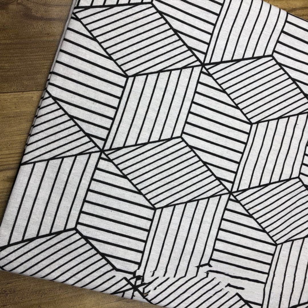 KTX-469587 Digital Printed Linen Cotton Fabric - Two-Tone Floral Design, 55% Linen, 45% Cotton, 310 g/㎡, 152 cm Width, 10 m Length