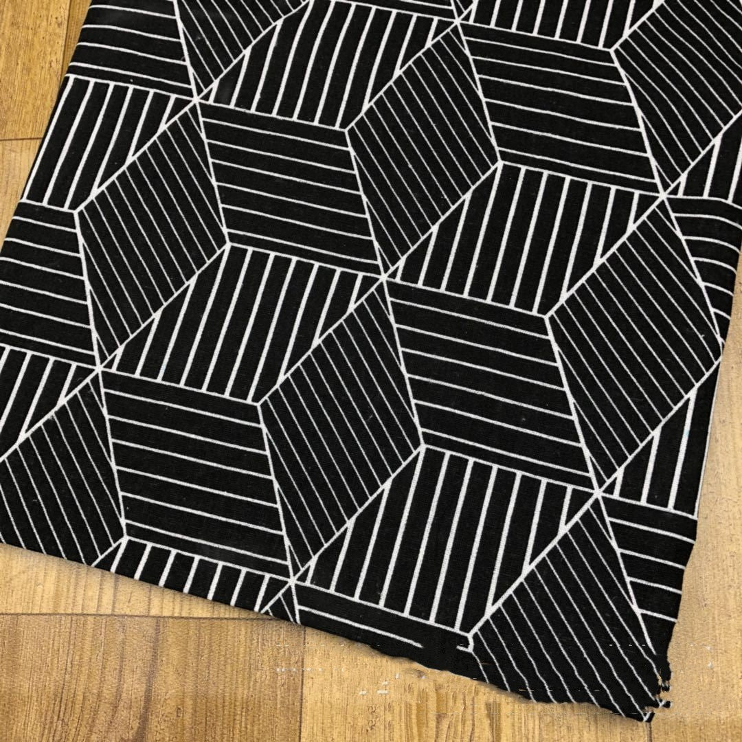 KTX-469587 Digital Printed Linen Cotton Fabric - Two-Tone Floral Design, 55% Linen, 45% Cotton, 310 g/㎡, 152 cm Width, 10 m Length