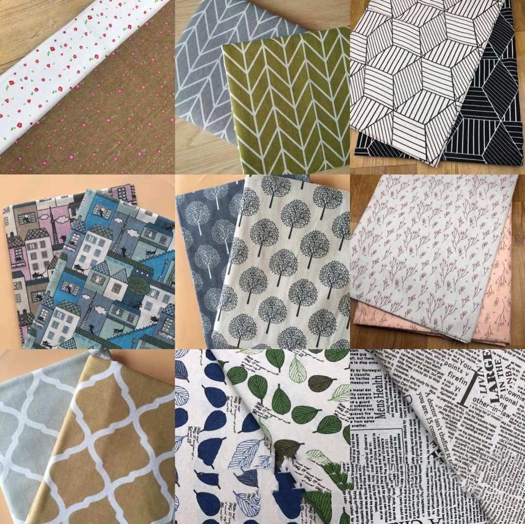 KTX-469587 Digital Printed Linen Cotton Fabric - Two-Tone Floral Design, 55% Linen, 45% Cotton, 310 g/㎡, 152 cm Width, 10 m Length