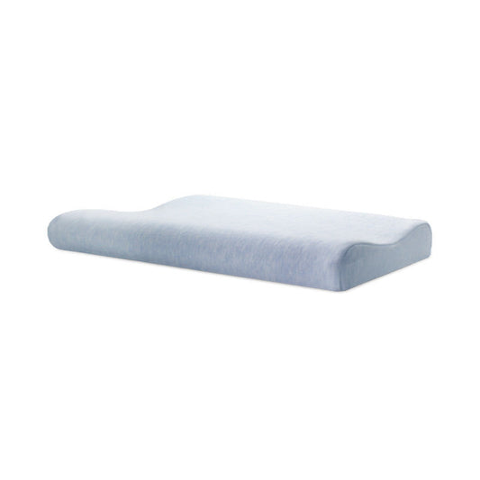 KTX-469587 Memory Foam Children's Low Pillow with Long-Staple Cotton Cover - Sky Blue Rectangular Design