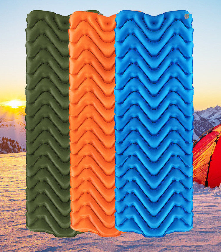 KTX-469587 Ultra-Light Portable Inflatable Sleeping Pad - Moisture-Proof Nylon Cushion for Camping (181 x 61 x 6.3 cm)