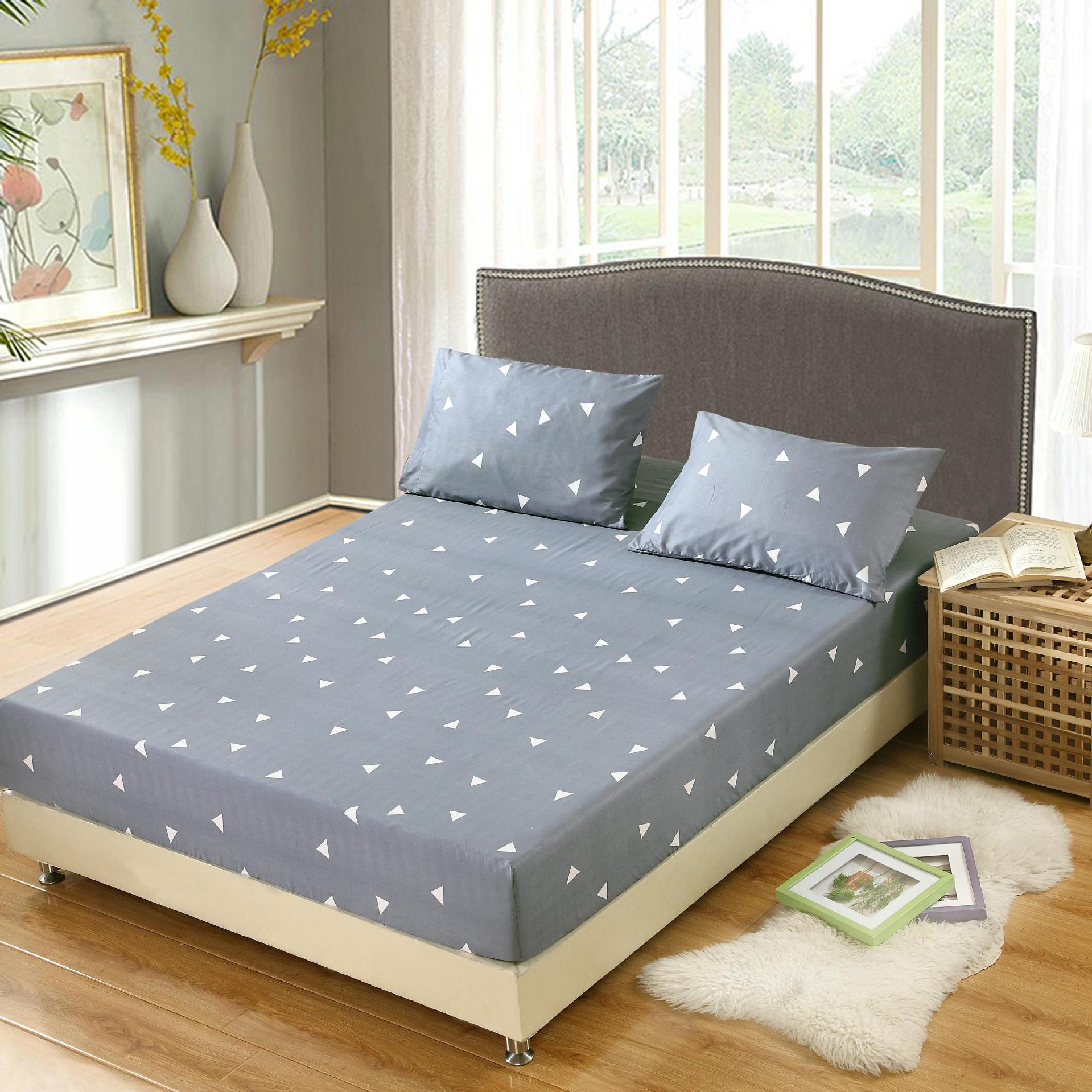 KTX-469715 Floral Pattern Mattress Protector in Polyester Cotton Blend, 200x230cm