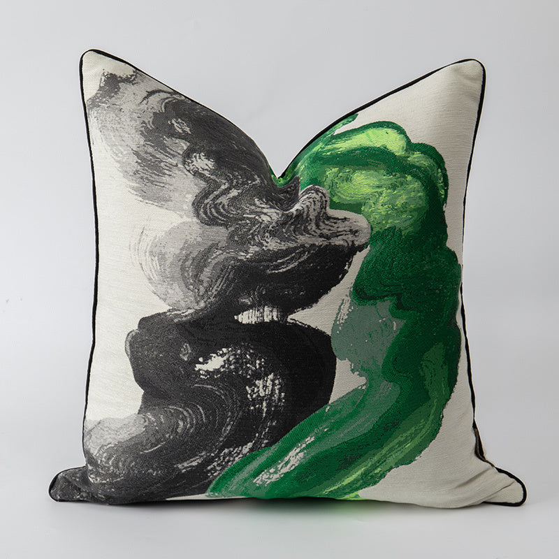 KTX-469907 Modern Chinese Style Cushion Cover - Fashion Print in Ink Orange and Ink Green