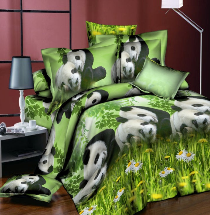KTX-470867 Brushed 3D Four-Piece Bedding Set with Floral Design in Polyester Fiber