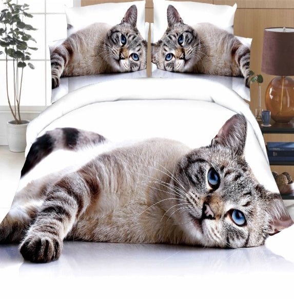 KTX-470867 Brushed 3D Four-Piece Bedding Set with Floral Design in Polyester Fiber