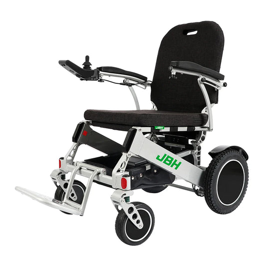 KTX-470931 Folding Electric Wheelchair with Removable Battery, Silver, 20km Driving Range, 6 km/h Speed, 200kg Load Capacity