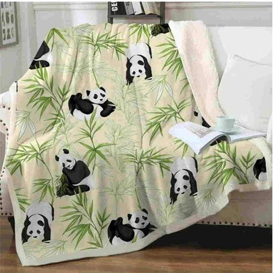KTX-471059 Cozy Panda Series Flannel Blanket for Ultimate Comfort
