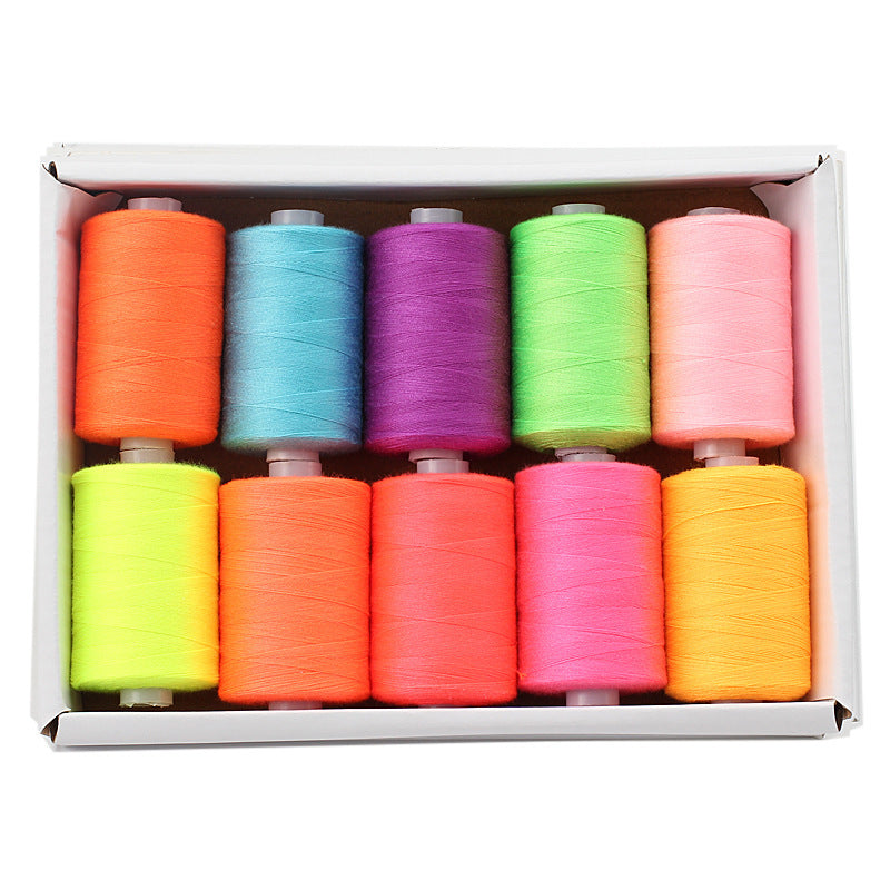 KTX-471891 Multicolor Dacron Sewing Thread - 300 Meters per Roll, 10 Piece Set for DIY Projects