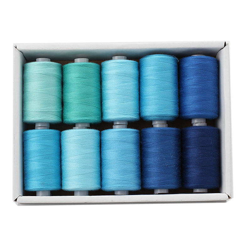 KTX-471891 Multicolor Dacron Sewing Thread - 300 Meters per Roll, 10 Piece Set for DIY Projects