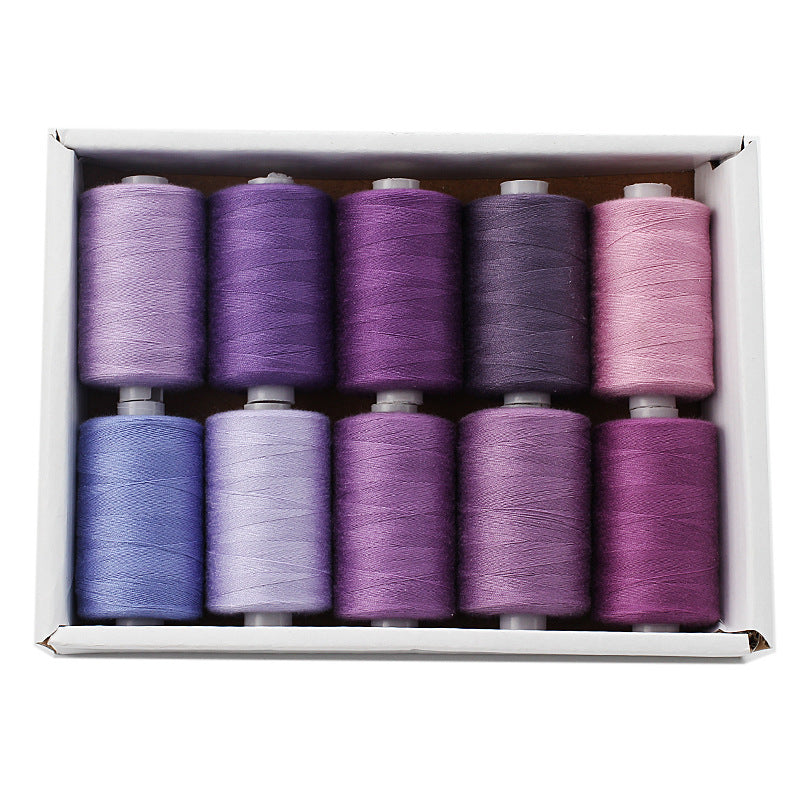 KTX-471891 Multicolor Dacron Sewing Thread - 300 Meters per Roll, 10 Piece Set for DIY Projects