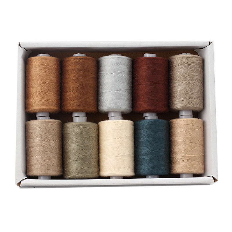 KTX-471891 Multicolor Dacron Sewing Thread - 300 Meters per Roll, 10 Piece Set for DIY Projects