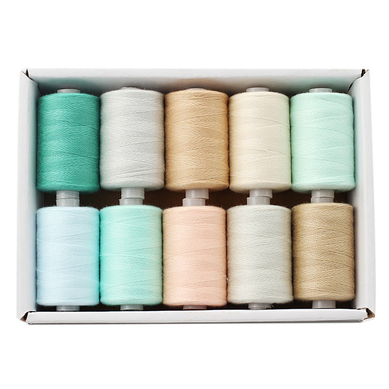 KTX-471891 Multicolor Dacron Sewing Thread - 300 Meters per Roll, 10 Piece Set for DIY Projects