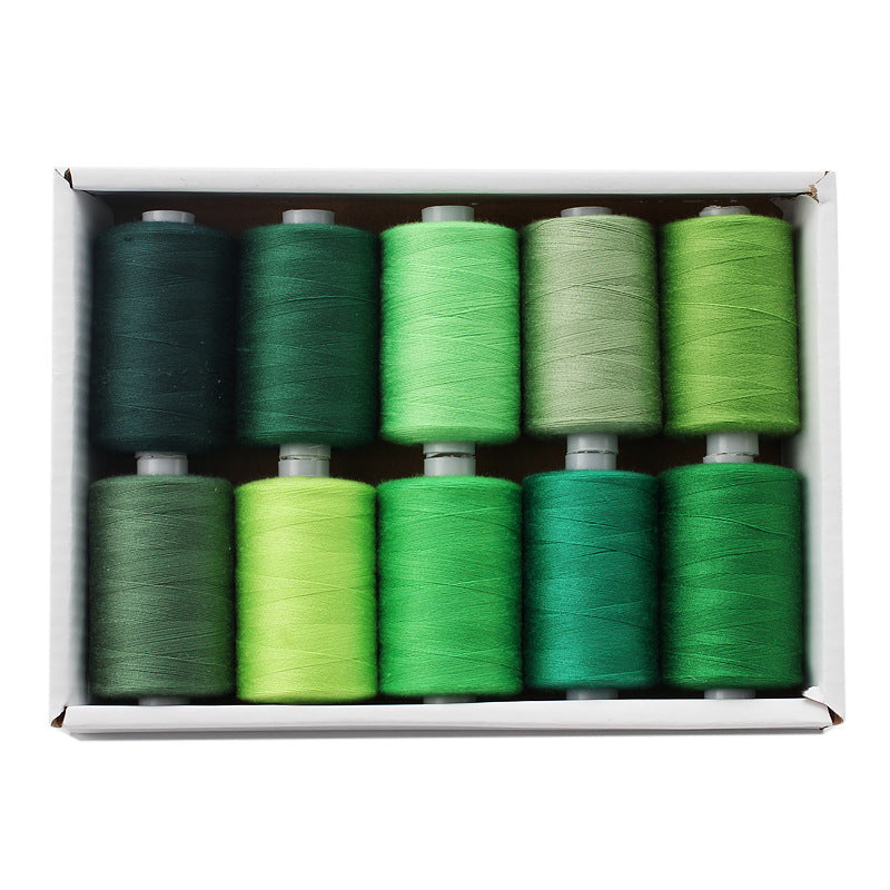 KTX-471891 Multicolor Dacron Sewing Thread - 300 Meters per Roll, 10 Piece Set for DIY Projects
