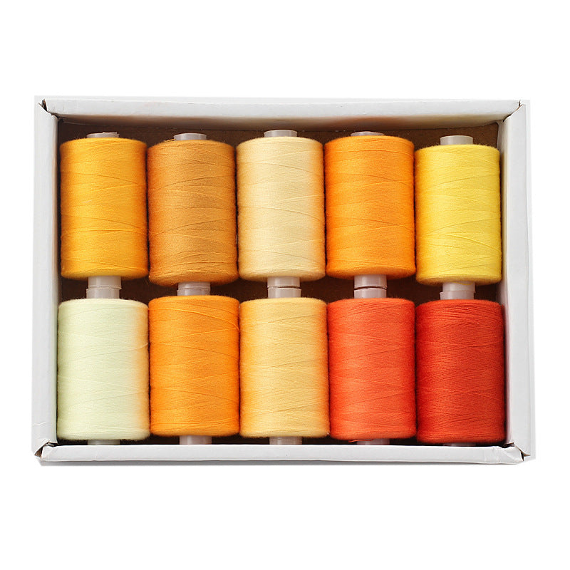 KTX-471891 Multicolor Dacron Sewing Thread - 300 Meters per Roll, 10 Piece Set for DIY Projects