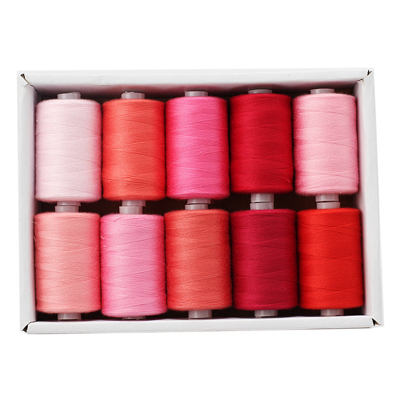 KTX-471891 Multicolor Dacron Sewing Thread - 300 Meters per Roll, 10 Piece Set for DIY Projects