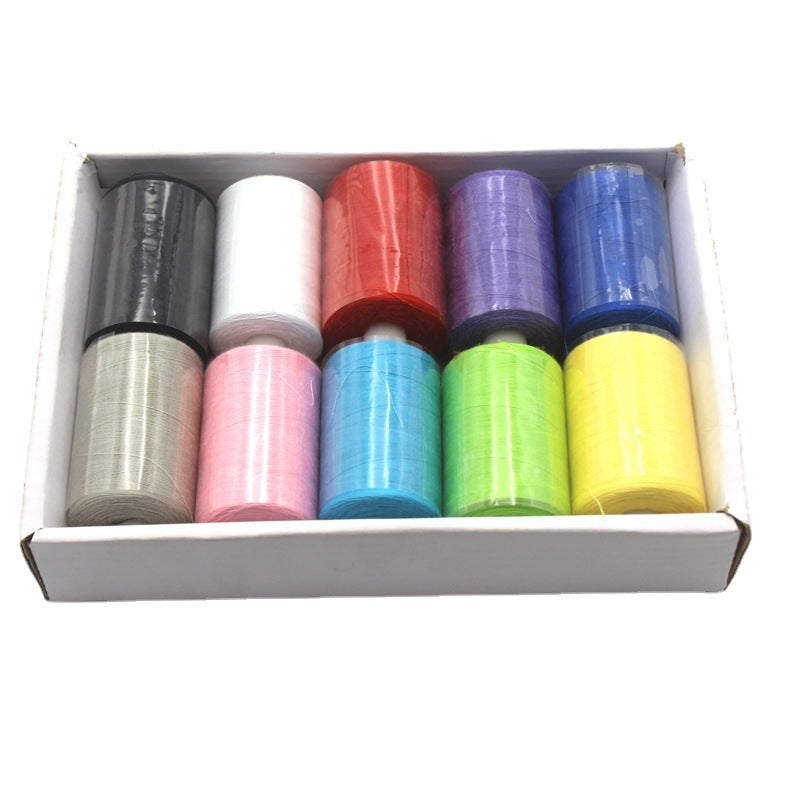 KTX-471891 Multicolor Dacron Sewing Thread - 300 Meters per Roll, 10 Piece Set for DIY Projects