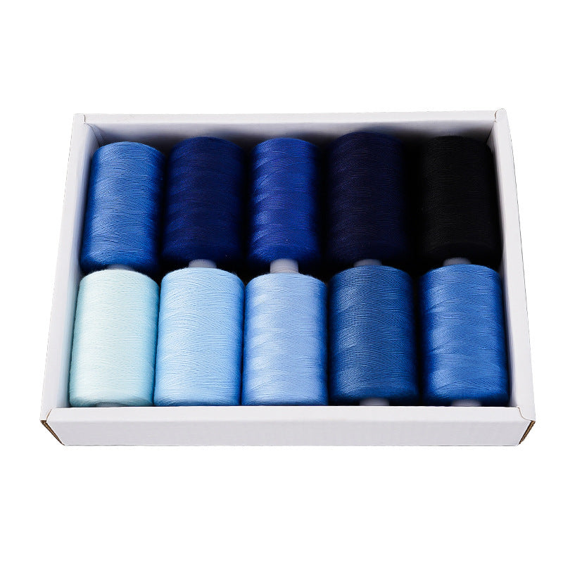 KTX-471891 Multicolor Dacron Sewing Thread - 300 Meters per Roll, 10 Piece Set for DIY Projects