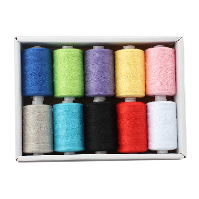 KTX-471891 Multicolor Dacron Sewing Thread - 300 Meters per Roll, 10 Piece Set for DIY Projects