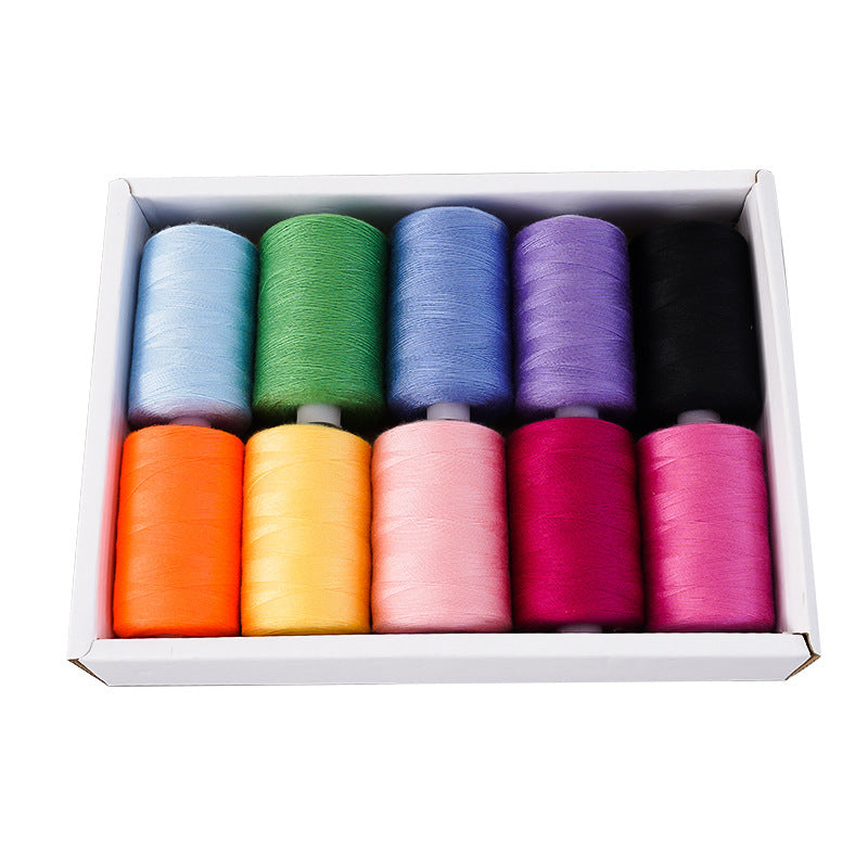 KTX-471891 Multicolor Dacron Sewing Thread - 300 Meters per Roll, 10 Piece Set for DIY Projects