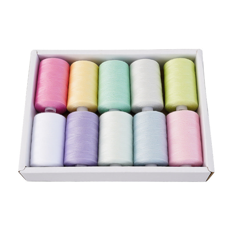 KTX-471891 Multicolor Dacron Sewing Thread - 300 Meters per Roll, 10 Piece Set for DIY Projects