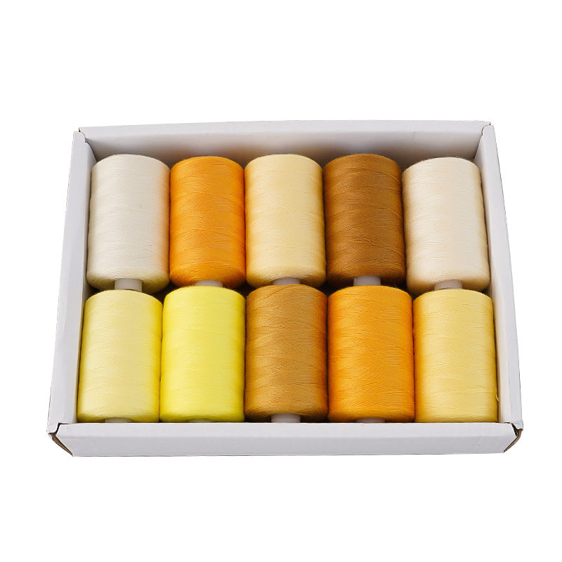 KTX-471891 Multicolor Dacron Sewing Thread - 300 Meters per Roll, 10 Piece Set for DIY Projects