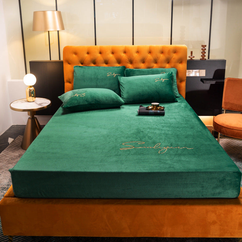 KTX-473683 Coral Velvet Bed Sheet with Crystal Flannel for Simmons Mattress, 180x200-220cm