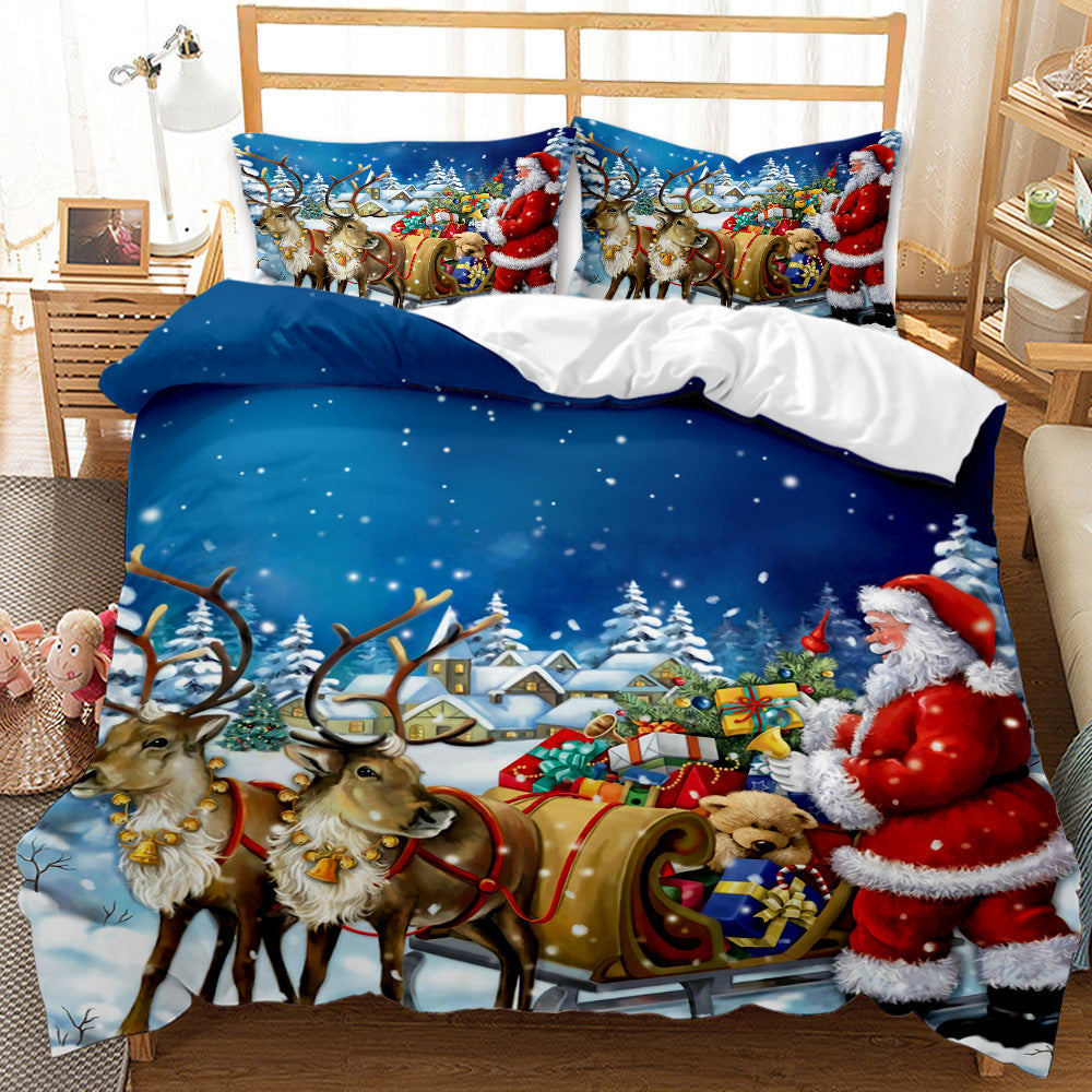 KTX-474835 Festive Red 3D Digital Print Bedding Set - Cartoon Design, Available in Multiple Sizes