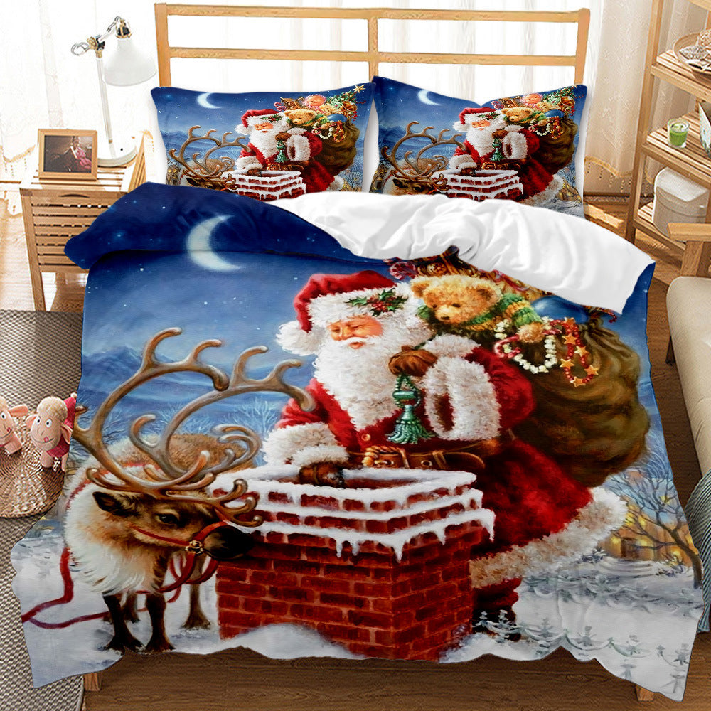 KTX-474835 Festive Red 3D Digital Print Bedding Set - Cartoon Design, Available in Multiple Sizes