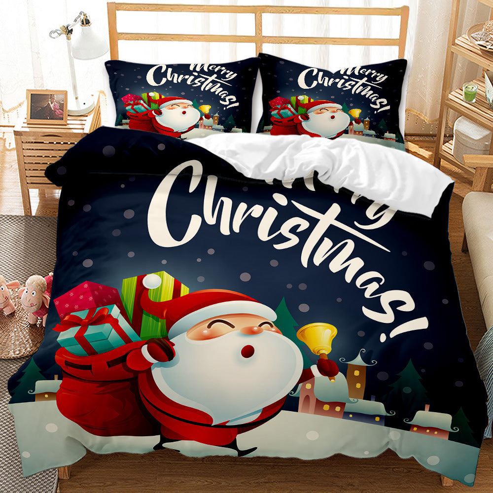 KTX-474835 Festive Red 3D Digital Print Bedding Set - Cartoon Design, Available in Multiple Sizes