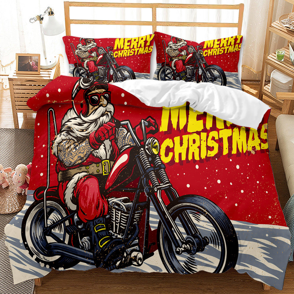 KTX-474835 Festive Red 3D Digital Print Bedding Set - Cartoon Design, Available in Multiple Sizes