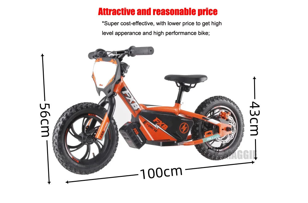 KTX-477075 Electric No-Pedal 12-Inch Balance Bike for Kids Aged 3-8 with Steel Fork and Disc Brake