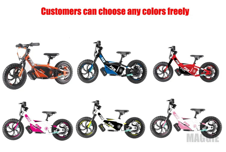 KTX-477075 Electric No-Pedal 12-Inch Balance Bike for Kids Aged 3-8 with Steel Fork and Disc Brake