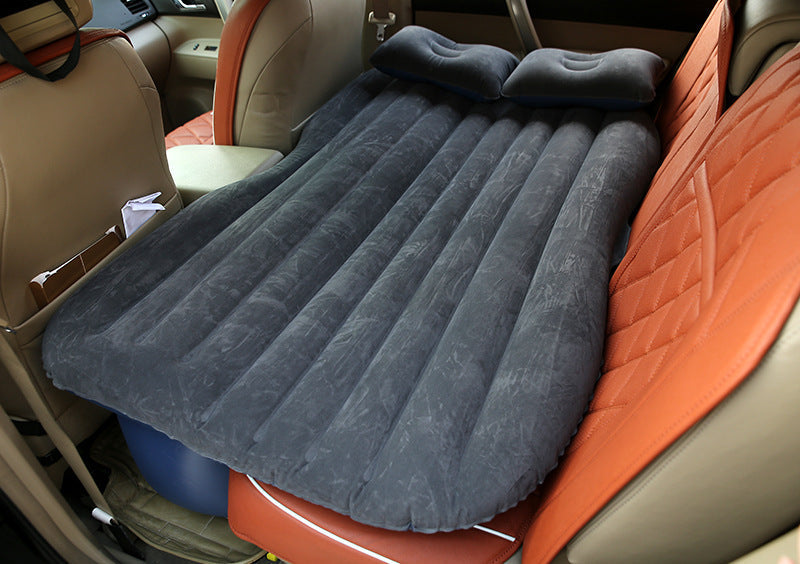 KTX-477587 Inflatable Car Bed with Flocking Cloth, Storage Bag, 2 Pillows, and Pump - Universal Fit for Five-Seater Cars