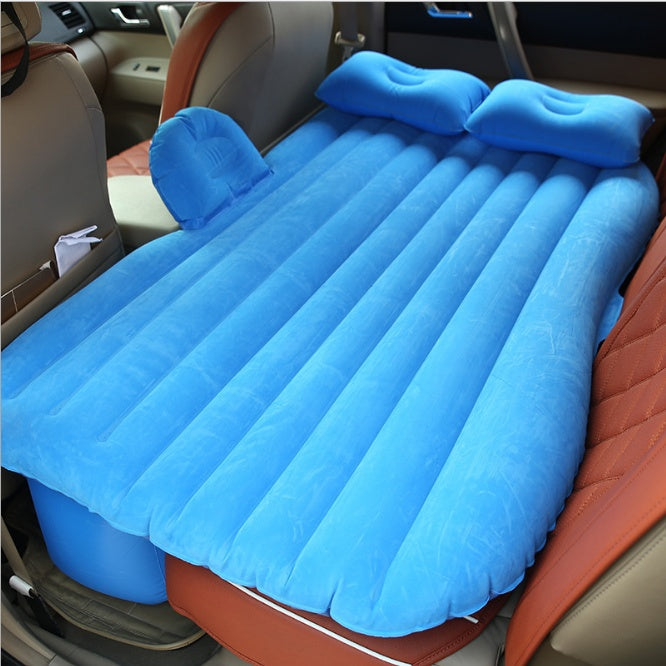 KTX-477587 Inflatable Car Bed with Flocking Cloth, Storage Bag, 2 Pillows, and Pump - Universal Fit for Five-Seater Cars