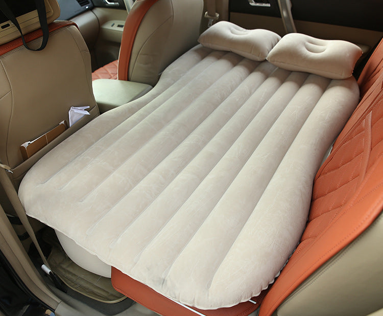 KTX-477587 Inflatable Car Bed with Flocking Cloth, Storage Bag, 2 Pillows, and Pump - Universal Fit for Five-Seater Cars