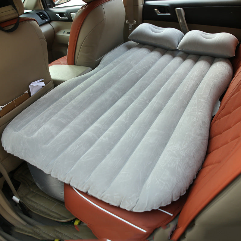 KTX-477587 Inflatable Car Bed with Flocking Cloth, Storage Bag, 2 Pillows, and Pump - Universal Fit for Five-Seater Cars